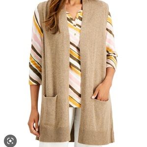 NWT Karen Scott solid duster vest chestnut